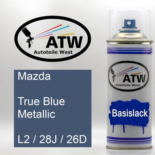 Mazda, True Blue Metallic, L2 / 28J / 26D: 400ml Sprühdose, von ATW Autoteile West.
